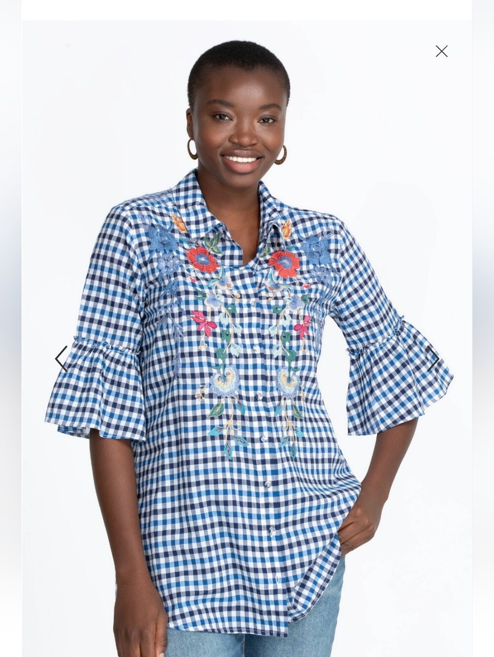 Johnny Was Workshop Taryn Ruffle Sleeve Tunic - Small